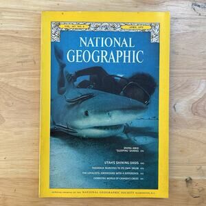 Vintage National Geographic April 1975 Salt Lake Valley Tanzania Sharks Crees